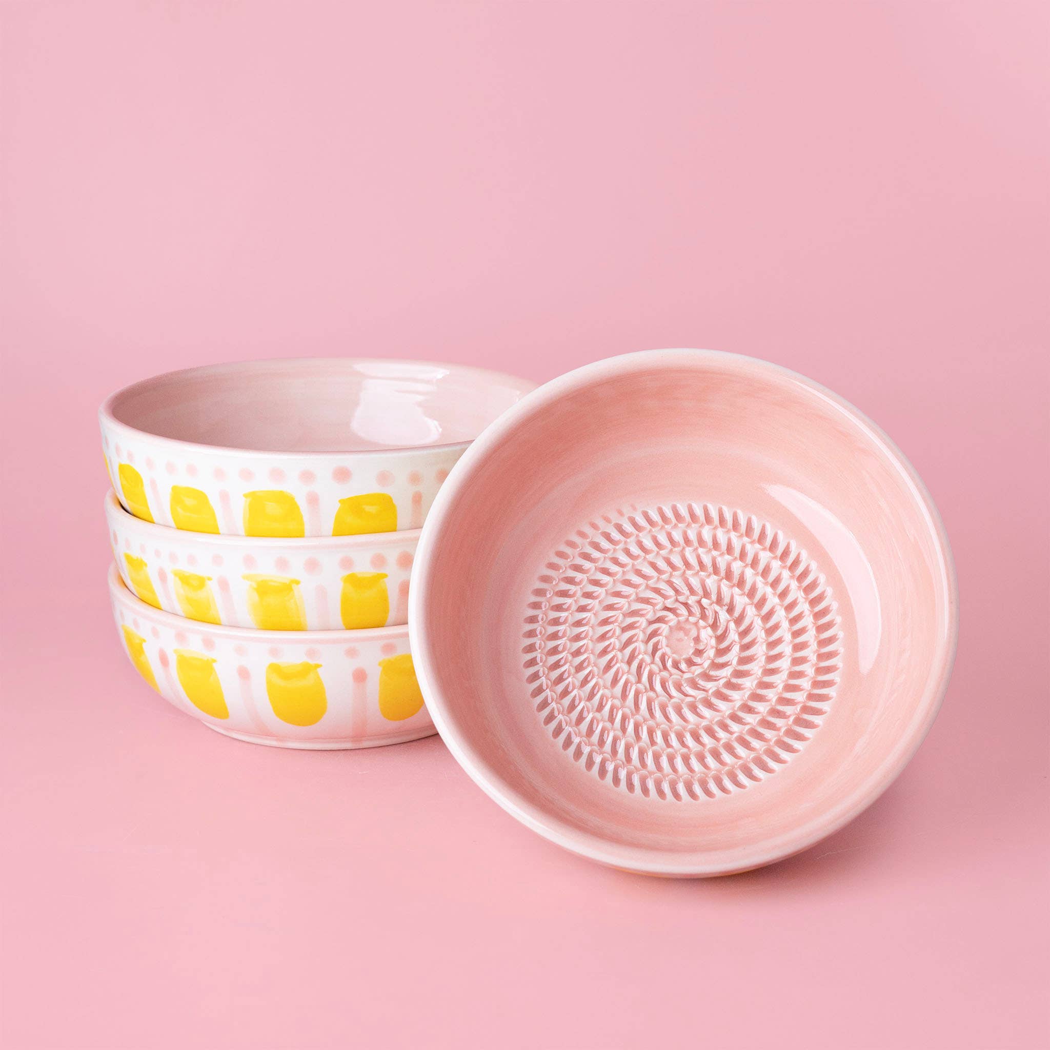 Valentina Keramik-Grillschale – Vintage-Rosa/Gelb