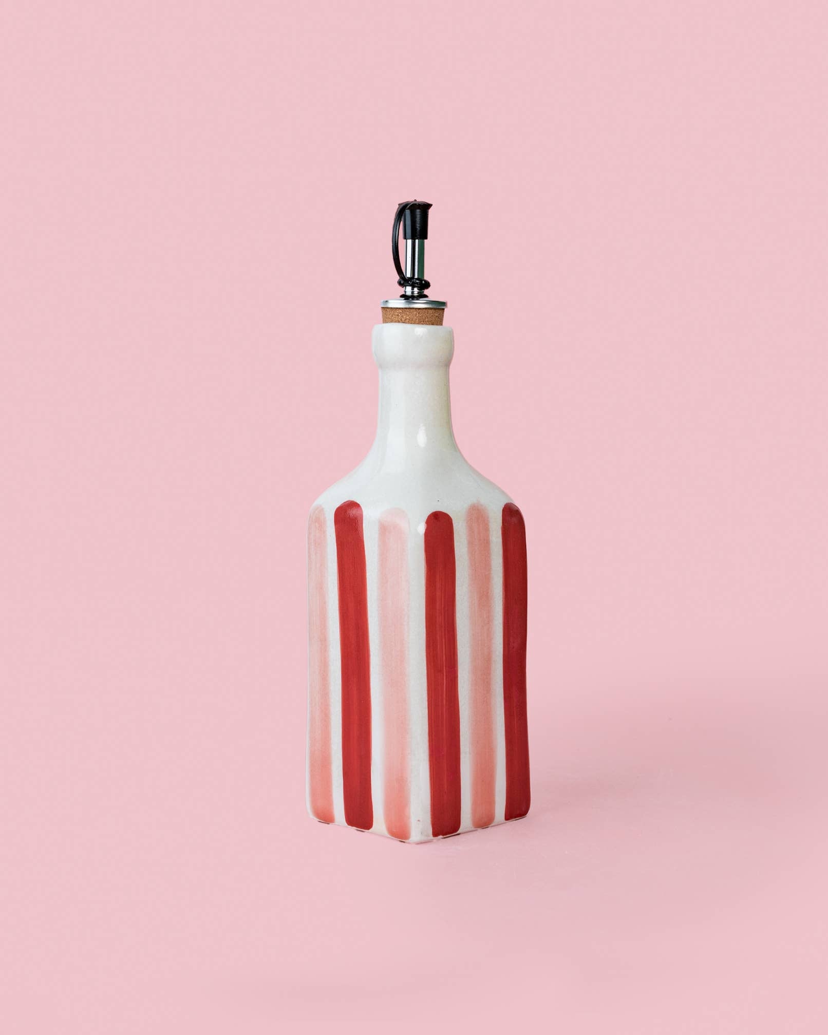 Spaanse keramische oliefles 475 ml - Rood roze strepen - Sweetheart