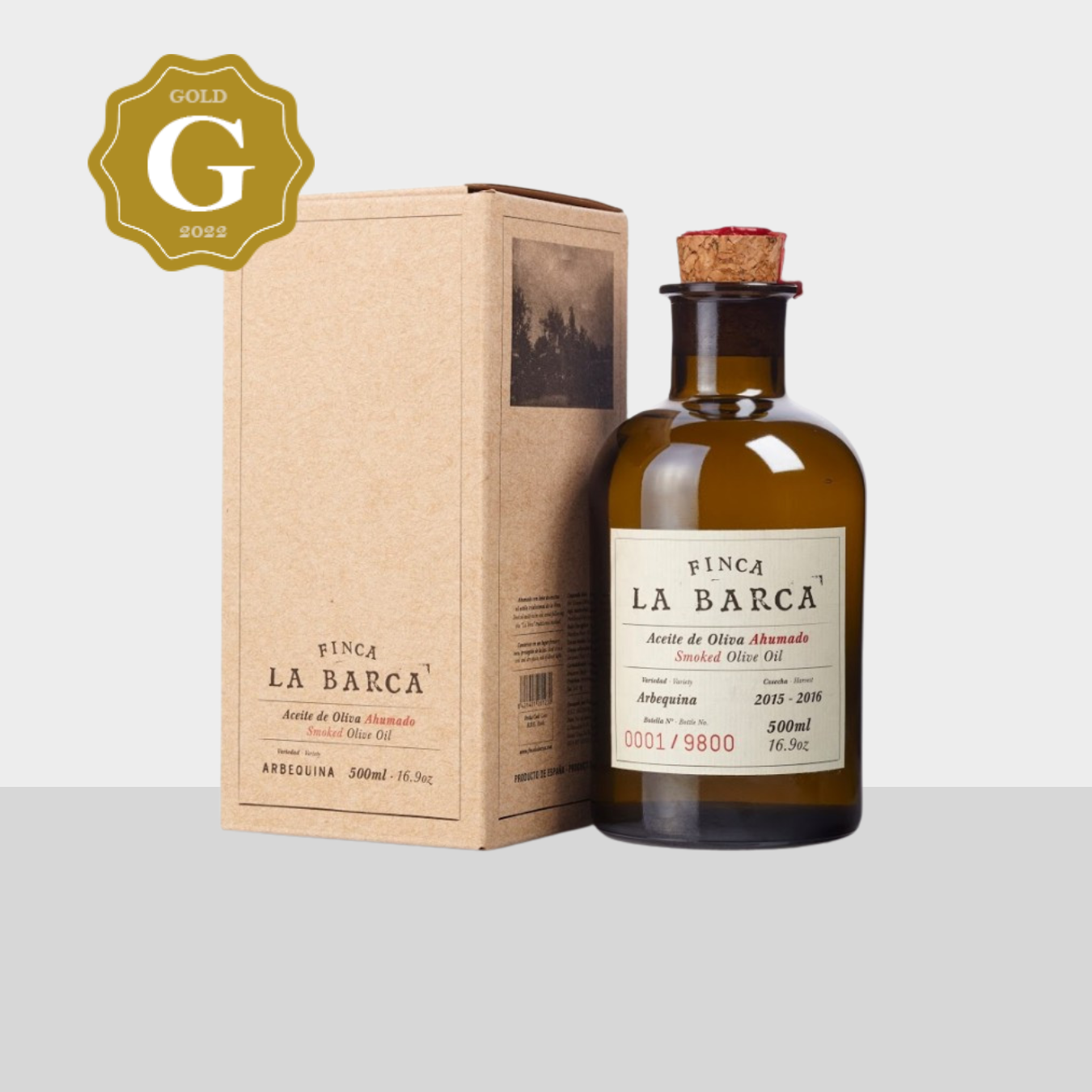 Gerookte olijfolie Finca La Barca geschenkdoos