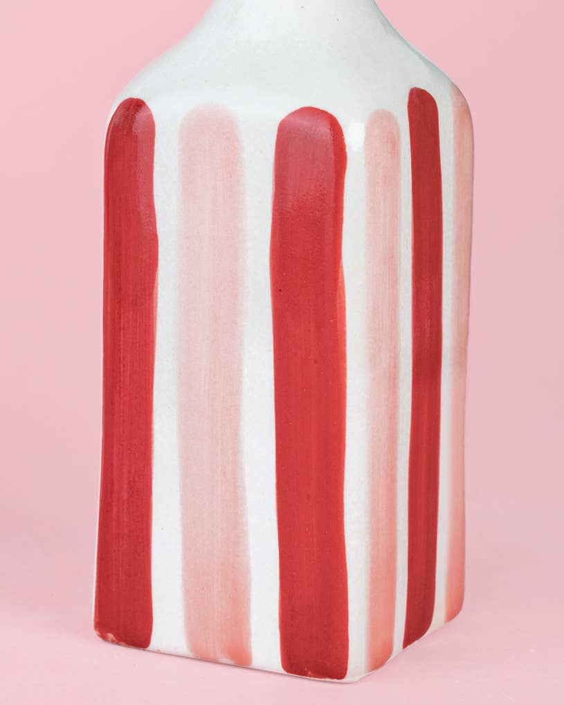 Spaanse keramische oliefles 475 ml - Rood roze strepen - Sweetheart