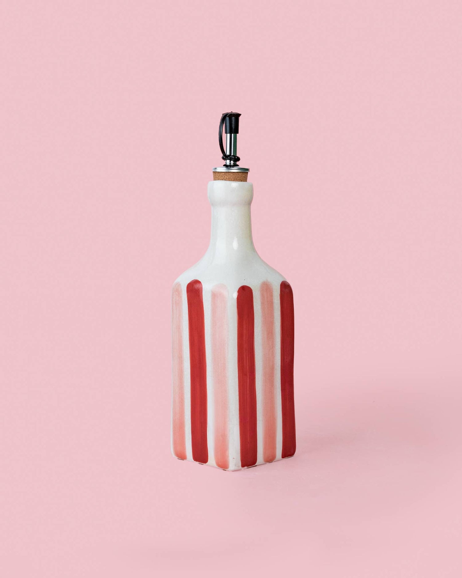 Spaanse keramische oliefles 475 ml - Rood roze strepen - Sweetheart