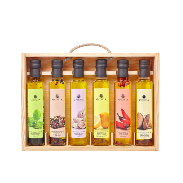 6 flessen spaanse olijfolie geschenkkist