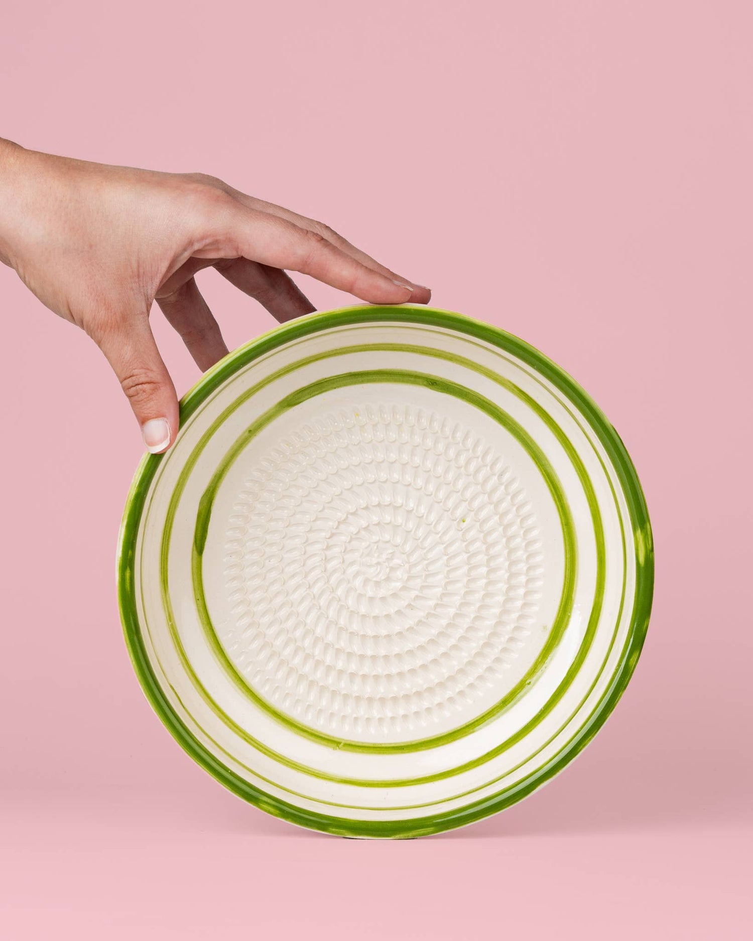 Spaans keramisch raspbord groot 19 cm - Olijfgroen (met doosje)