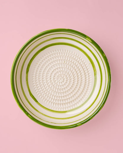 Spaans keramisch raspbord groot 19 cm - Olijfgroen (met doosje)