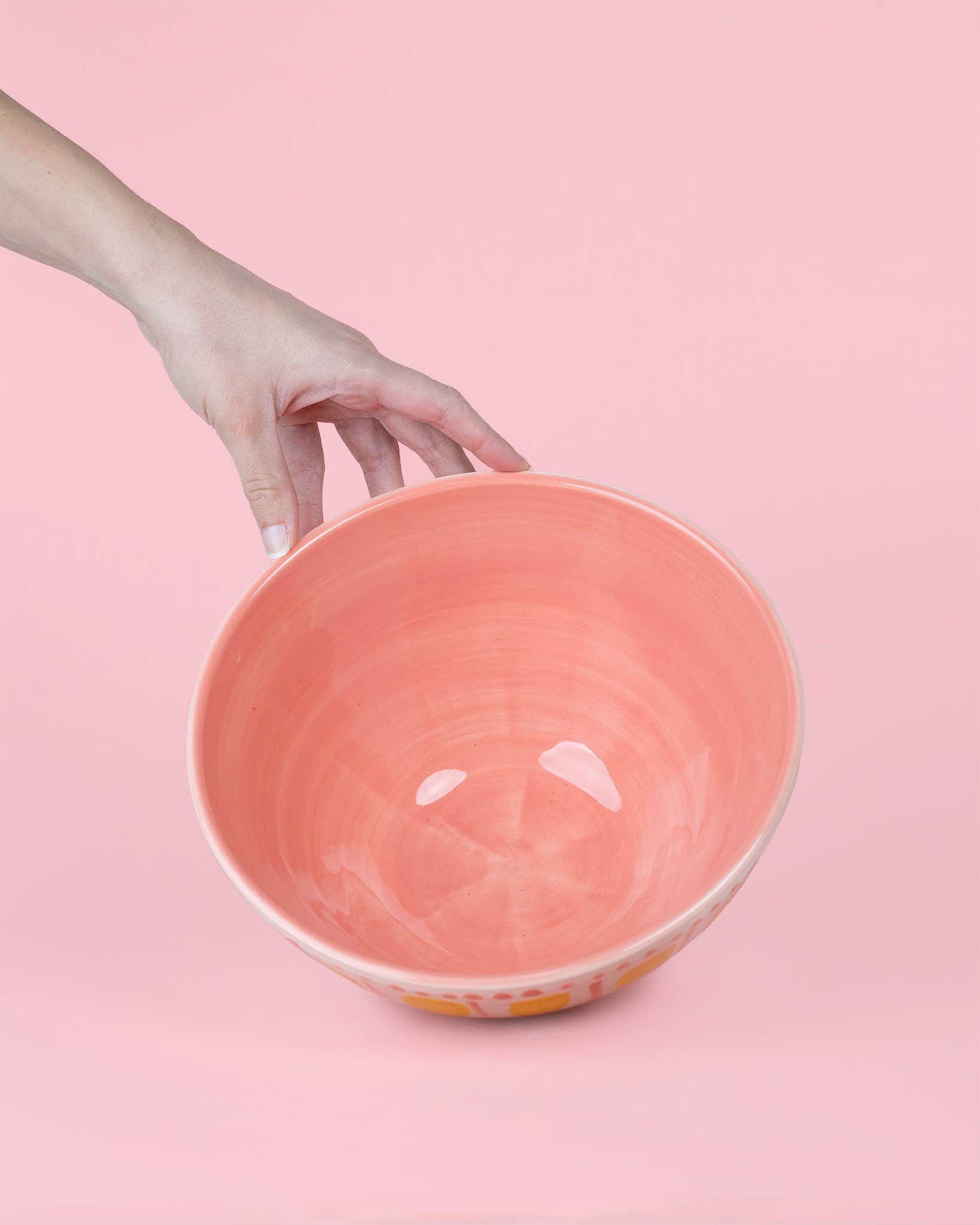 Spaanse keramische serveerschaal 1,5 liter - Valentina - Roze &amp; geel