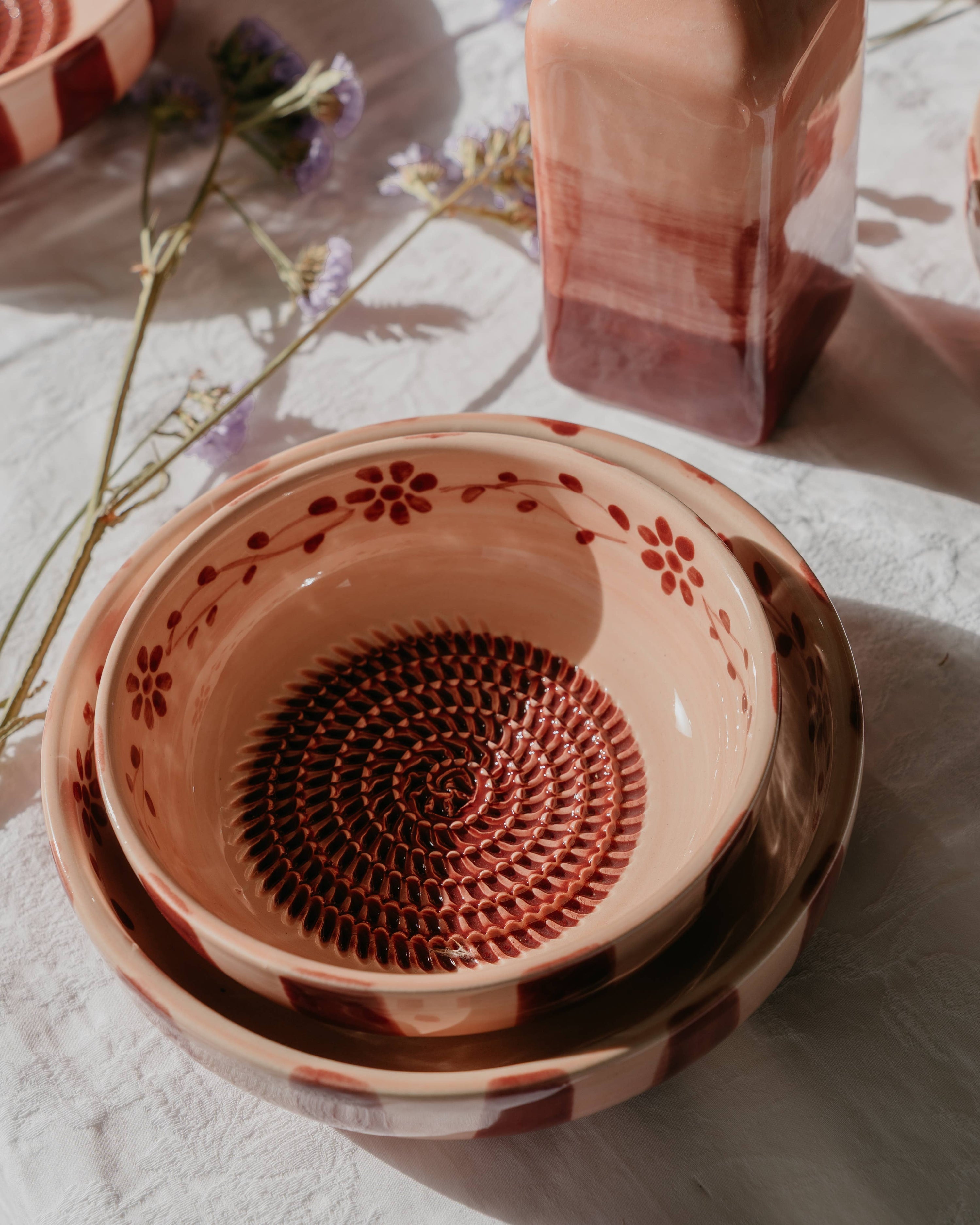 Spaanse keramische raspkom middelgroot 15 cm - Sakura (met doosje)