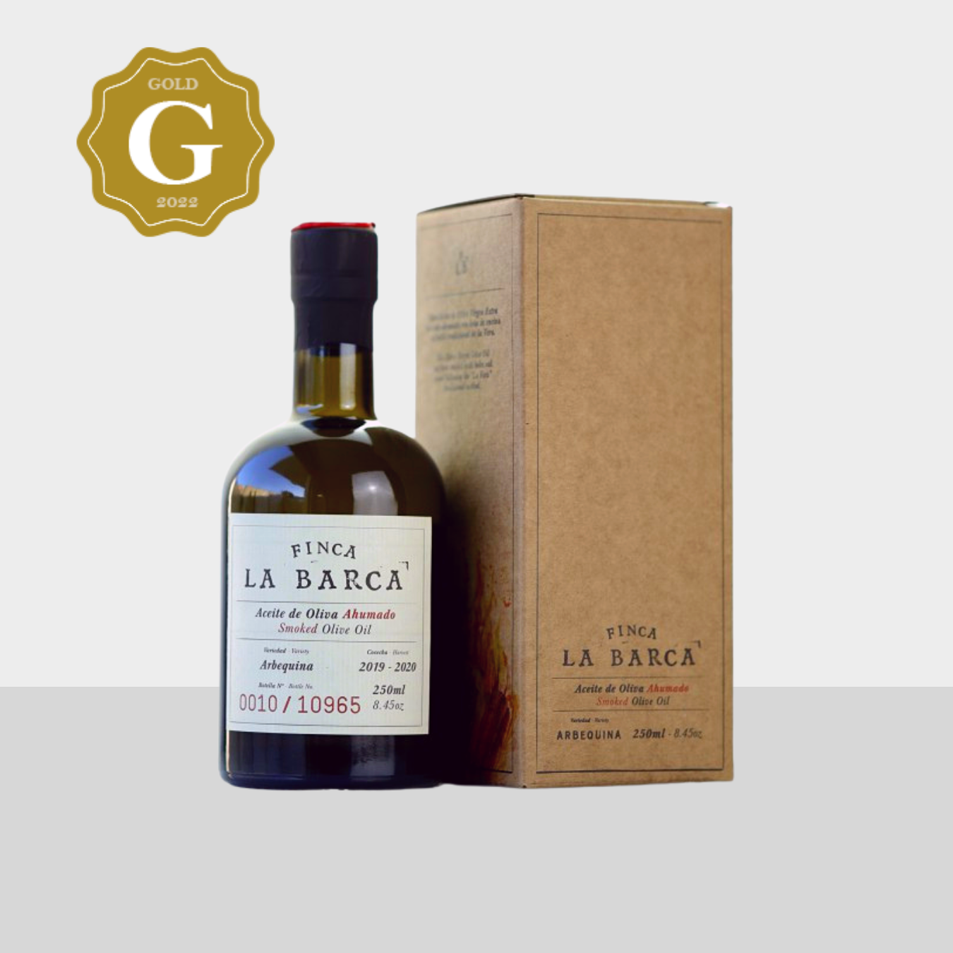 Finca la Barca bottle of smoked olive oil 250ml - 500ml gift box